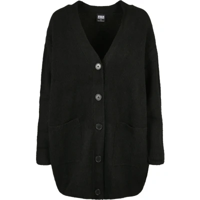 Abbildung von Urban Classics Ladies Chunky Fluffy KNIT Cardigan Strickjacke, Damen, Größe: 5XL, Black