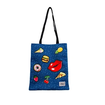Abbildung von Oh My Pop! Patches Shopping Bag Einkaufstasche, Dunkelblau