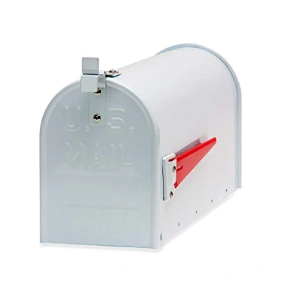 Abbildung von Alu US Briefkasten Postkasten American Mailbox mechanischer Postmelder Retro weiß