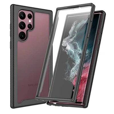 Abbildung von XINNI Hülle für Samsung Galaxy S22 Ultra 5G, 360 Grad Stoßfeste Schutzhülle mit Integriertem Bildschirmschutz, Robuster Bumper Outdoor Full Body Case, Schwarz