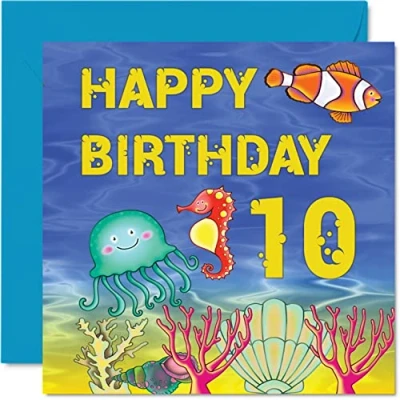 Abbildung von Geburtstagskarte zum 10. Geburtstag Jungen und Mädchen Motiv: Seefe Karte Geburtstagskarten ihn sie Enkel Tochter Bruder 145 mm x