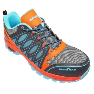 Abbildung von Goodyear Herren Metallfreie Arbeitssicherheit Trainer Nichtmetallische Zehenschutzkappe und Mittelsohle S1P / SRA/HRO Construction Boot, Orange Blau, 42 EU