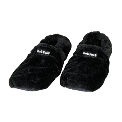 Abbildung von mikamax Hot Feet Deluxe Large Kuschelige Mikrowellen Sloffen mit Lavendelduft, Fleece, Schwarz