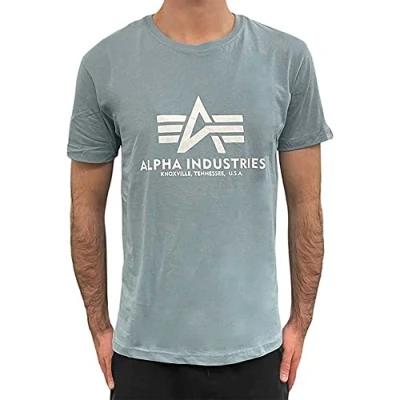 Abbildung von Alpha Industries Herren Camiseta Basic para Hombre Kurzarm Shirt, Greyblue,