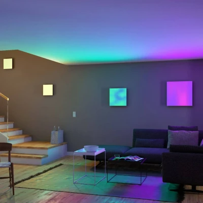 Abbildung von Paulmann 79906 LED Panel Velora Rainbow eckig incl. 1x31 W dimmbar dynamicRGBW Farbsteuerung Weiß Metall Deckenleuchte 3000 K