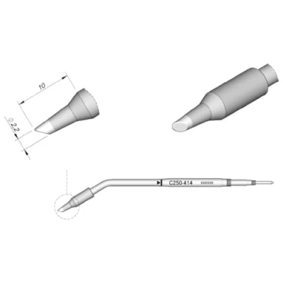 Abbildung von JBC Lötspitze Serie C250, Rundform, C250414/Ø 2,2 mm, abgeschrägt C250414 (Lötkartusche Lötpatrone Loetspitze Loetkartusche Loetpatrone AL250 2500 AL 2500)