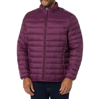 Abbildung von Amazon Essentials Herren Verstaubare, Leichte, Wasserabweisende Pufferjacke (Erhältlich In Big &amp; Tall), Dunkelpurpur, XXL