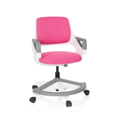 Abbildung von hjh OFFICE Kinder und Jugendstuhl Kid Flex Mitwachsender Drehstuhl, Verstellbare Rückenlehne &amp; Fußablage, Rosa
