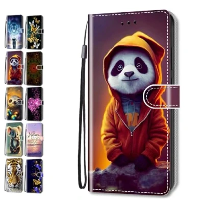 Abbildung von Hülle für Samsung Galaxy S24 Plus Muster Pattern 3D Print Design Leder Tasche Flip Case Mädchen Jungs Cover Handyhülle Panda