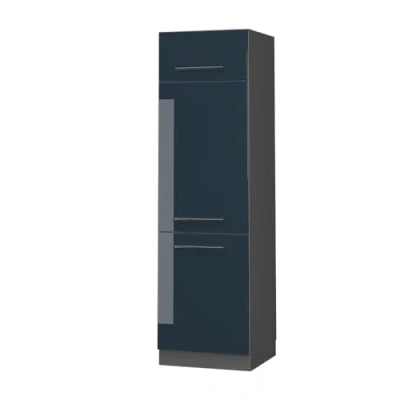 Abbildung von Vicco Kühlumbauschrank Fame Line, Dunkelblau Hochglanz/Anthrazit, 60 cm