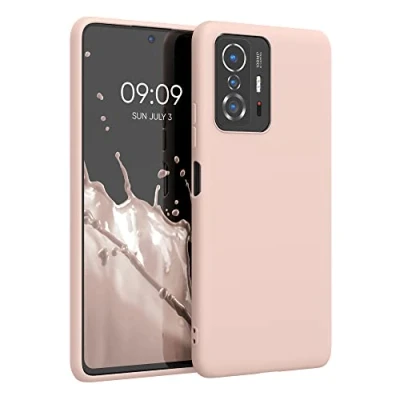 Abbildung von kwmobile Hülle kompatibel mit Xiaomi 11T / Pro gummierte TPU Silikon Handyhülle Schutzhülle für kabelloses Laden Case in Coconut Swirl