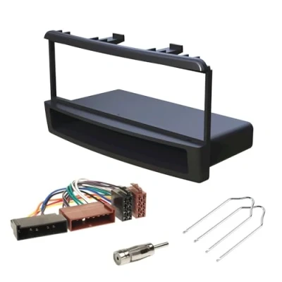 Abbildung von Audioproject A152 Radioblende Set 1 DIN kompatibel mit Ford Focus Mondeo Galaxy Fiesta Cougar Ablagefach + Radioadapter Antennenadapter Entriegelungsbügel Auto Radio Blende schwarz