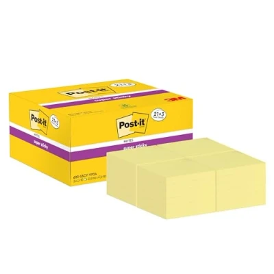 Abbildung von Post it 622SY 24 Haftnotiz Super Sticky Notes Promotion, 48 x mm, Blöcke, 90 Blatt, gelb