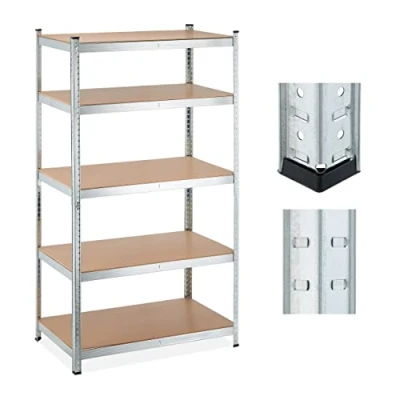 Abbildung von Relaxdays Schwerlastregal, HBT: 180x100x60 cm, Traglast: 1250 kg, 5 Böden, zum Stecken, Keller, Garage, Stahl, Silber