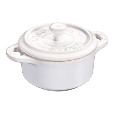 Abbildung von 6 er Set Staub Keramik Dessertschale Auflaufform Mini Cocotte, rund Elfenbeinweiß 10 cm