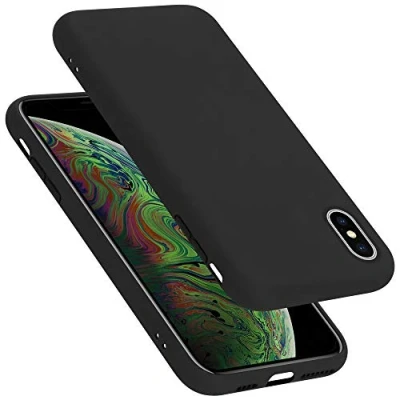 Abbildung von Cadorabo Hülle kompatibel mit Apple iPhone XS MAX Silikon Handyhülle für Case aus flüssigem stoßfeste dünne TPU Schutzhülle Liquid SCHWARZ
