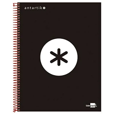Abbildung von Liderpapel Notizbuch, Spiralbindung, A4, Microantark, gefüttert, 120 h, 100 g, Rahmen, 5 mm, Bänder, 4 Löcher, Schwarz