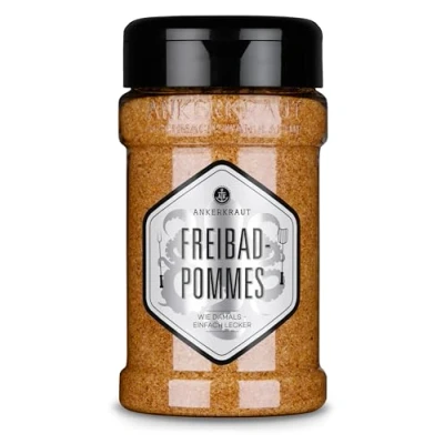 Abbildung von Ankerkraut Freibad Pommes, Mischung würzender Zutaten für Pommes Frites wie vom Kiosk, Gewürzsalz, Pommesgenuss zu Hause, 320 g im Streuer
