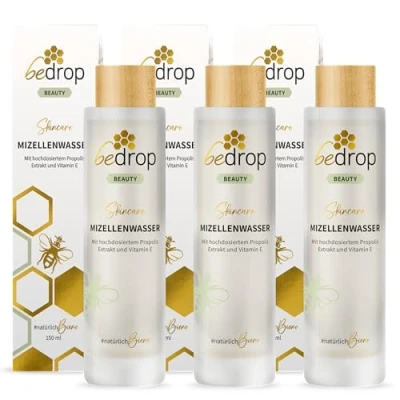 Abbildung von bedrop Mizellenwasser Tonikum Gesichtswasser mit Propolis Extrakt &amp; Vitamin E gegen unreine Haut Verfeinerung des Hautbildes, Gesichtsreinigung für jeden Hauttyp (3x 150ml Sparset)