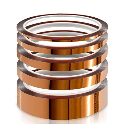 Abbildung von YIXISI 5 Stücke Kapton Tape, Hohe Temp Hohen Temperaturen Hitzebeständig Klebeband, Polyimid Film Klebeband (3mm/6mm/8mm/12mm/25mm * 33m)