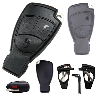Abbildung von Auto Schlüssel Smartkey Funk Fernbedienung Sender 3 Tasten Gehäuse 1x Batteriehalter Notschlüssel Rohling kompatibel für Mercedes Benz