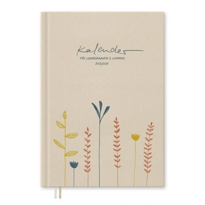 Abbildung von Eine der Guten Lehrerkalender 2025 2026, A4 Lehrerplaner, 1 Doppelseite pro Woche, Schuljahresplaner für Schuljahr 25/26, Creme Beige mit Blumen, nachhaltig &amp; klimaneutral