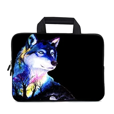 Abbildung von XMBFZ 11,6 12 12,1 Zoll Laptop Tragetasche Schutzhülle Chromebook Tasche Netbook Notebook Ultrabook Tablet Sleeve Cover Reise Aktentasche mit Griff für Männer Frauen (Wolf)