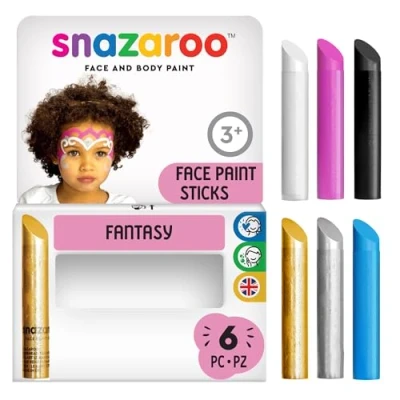 Abbildung von Snazaroo 1160636 Schminkstifte im Set Fantasy 6 Gesichts und Körperfarben, Hautfreundlich, Abwaschbar auf Wasserbasis Perfekt für Halloween, Feiertags Make up, Karneval