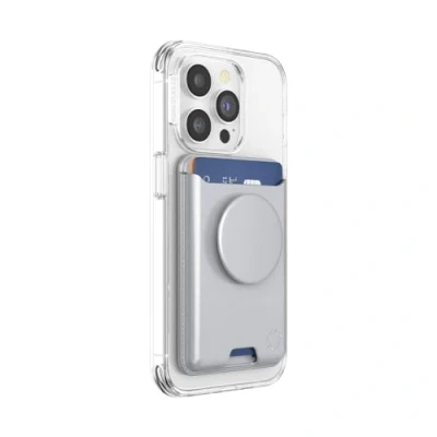 Abbildung von PopSockets: PopWallet für MagSafe Mit Griff Inklusive Adapterring Schlanker, repositionierbarer Kartenhalter Smartphones und Hüllen SoftGoods Silver