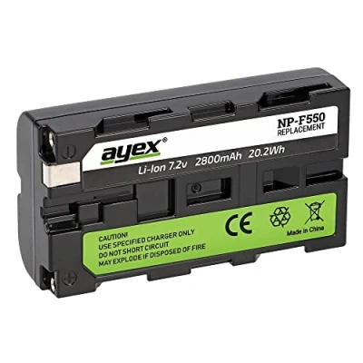 Abbildung von ayex NP F550 Akku für Sony 100% kompatibel, langlebig und zuverlässig Kamera
