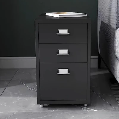 Abbildung von en.casa Rollcontainer, »Kökar« Schubladenschrank Stahl Schwarz