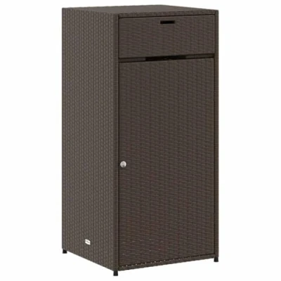 Abbildung von vidaXL Gartenschrank, Geräteschrank mit viel Stauraum, Beistellschrank Schrank Türen, Balkonschrank Terrassenschrank, Braun Poly Rattan
