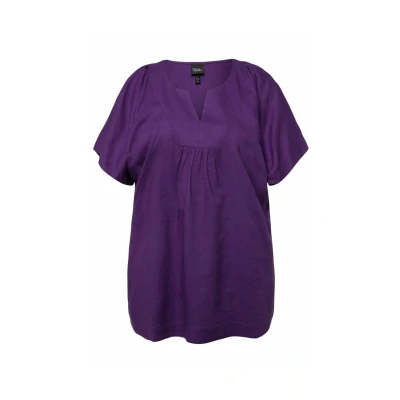 Abbildung von Ulla Popken MÉLANGÉ Ligne A À COL Tunisien Bluse, Damen, Größe: 46/48, Purple