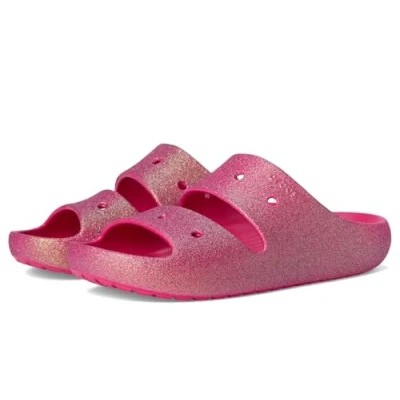Abbildung von Crocs Classic Iridescent Pantolette flach, Damen, Größe: 38 39, Dragon fruit Schuhe