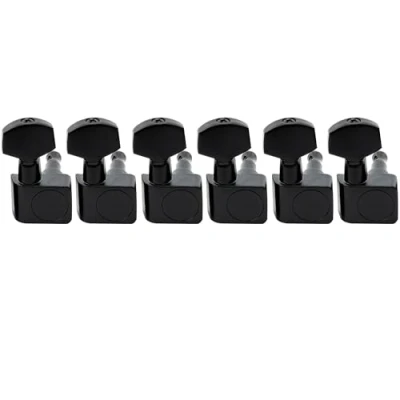 Abbildung von Musiclily Pro 6 in line 2 pin Geschlossen Gitarre Tuners Mechaniken Tuning Pegs Keys Machine Heads Set für Fender Strat/Tele E Gitarre, Schwarz