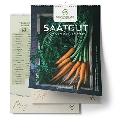 Abbildung von Growgreens Monatskalender Saisonkalender für Obst &amp; Gemüse Aussaatkalender mit Illustrationen,
