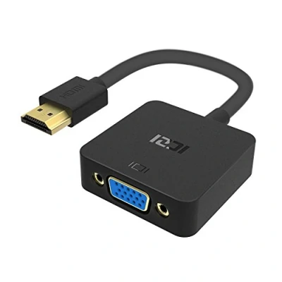 Abbildung von Iczi Kabel Adapter Konverter HDMI auf VGA vergoldet 1080p Kompatibel mit Mac, PC und Projektor schwarz