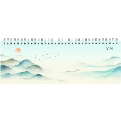 Abbildung von Zettler Tisch Querkalender Style 2025 Aquarelle, 29,7x10,5cm, Bürokalender mit 128 Seiten, 1 Woche auf 2 Monatsübersicht, Notizbereich, Mondphasen, Ringbindung und deutsches Kalendarium
