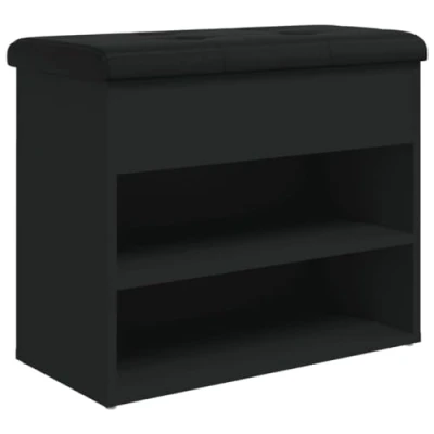 Abbildung von vidaXL Sitzbank Schuhbank Schwarz 62x32x50 cm Holzwerkstoff