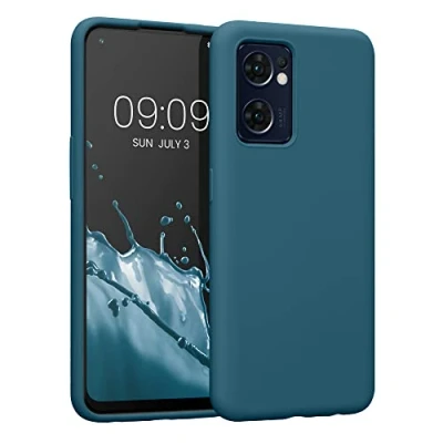 Abbildung von kwmobile Hülle kompatibel mit Oppo Find X5 Lite Silikon Handy Case Handyhülle weiche Oberfläche kabelloses Laden Petrol matt