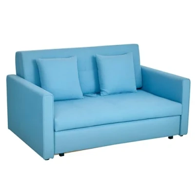 Abbildung von HOMCOM Schlafsofa Schlafcouch mit Bettfunktion, Stauraum, 2 Sitzer Sofa 1 Teile, für Wohnzimmer, Polyester, Holz