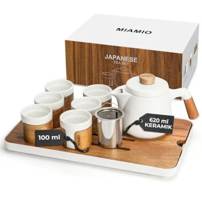 Abbildung von MiaMio Teekanne Japanisches Teeset 6 x 100ml mit Traditionellen Teebechern Weiß