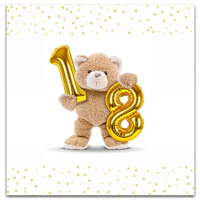 Abbildung von Geburtstagskarte zum 18. Geburtstag, Karte Meilensteinkarte mehrfarbig, Einheitsgröße,