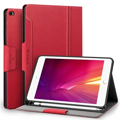 Abbildung von Antbox Hülle für iPad Mini 5 2019 7.9 Zoll/iPad 4 mit Apple Pencil Halter Auto Schlaf/Wach Funktion PU Ledertasche Schutzhülle Smart Cover Stand (Rot)