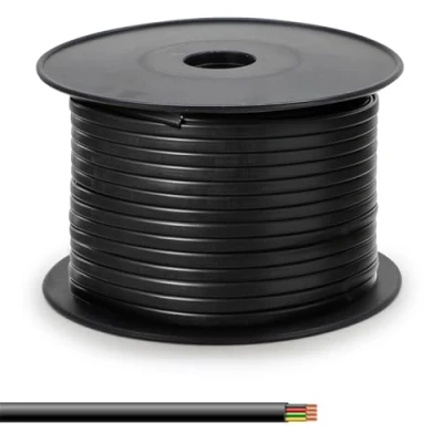 Abbildung von Waytex 36100 Telefonkabel, flach, Schwarz, 4 adrig, Spule, 100 m, für RJ11 Telefonanschluss