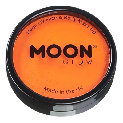 Abbildung von Moon Glow Pro Intensiv Neon UV Gesichts und Körperbemalung in Kuchentöpfen, professionelles Gesichtsbemalungs Make up auf Wasserbasis für Erwachsene Kinder, 36 g (Intensives Orange)