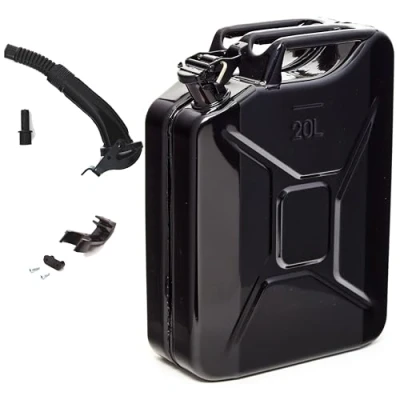 Abbildung von BW Benzinkanister Metall Kraftstoffkanister 20 L mit Ausgießer Schwarz RAL 9005 (5L,10L und 20L, Ausgießer), TÜV geprüft UN Zulassung Made in Europe