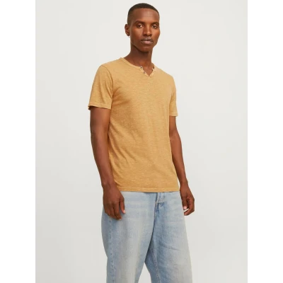 Abbildung von Jack &amp; Jones Jjesplit NECK TEE Tshirt basic Honey gold, Herren, Größe: XS, gold