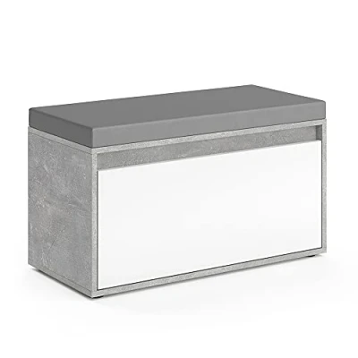 Abbildung von Vicco Schuhbank Iker, Beton/Weiß, 80 x 45 cm