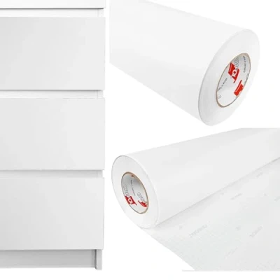 Abbildung von DecoMeister Klebefolien Deko Folie Selbstklebefolie Selbstklebende Möbelfolie Einfarbig für Interior Exterior Einheitliche Farbe Fertigrolle 100cm x 800cm Weiß Matt